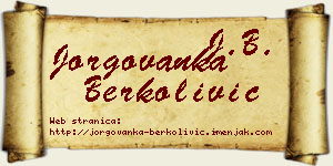 Jorgovanka Berkolivić vizit kartica